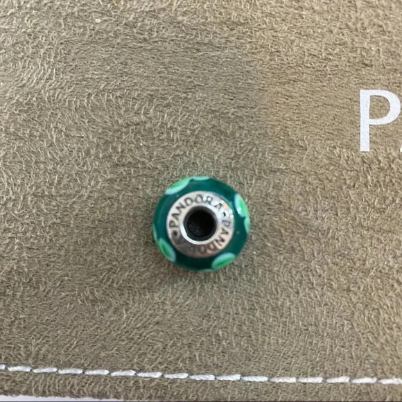 Pandora Jewelry Turquoise Flower Glass Charm - Picture 2 of 8